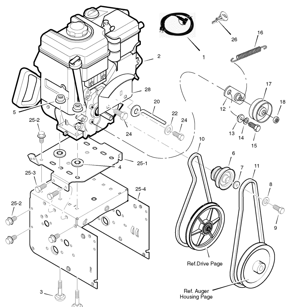 Engine Diagram and Parts List for 626750X16B 2004 Briggs and Stratton Snow Blower